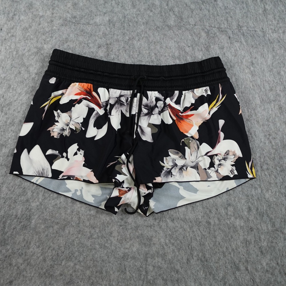 Athleta Shorts Womens Medium Black Floral Tropical Athletic 2" Run Workout Gym